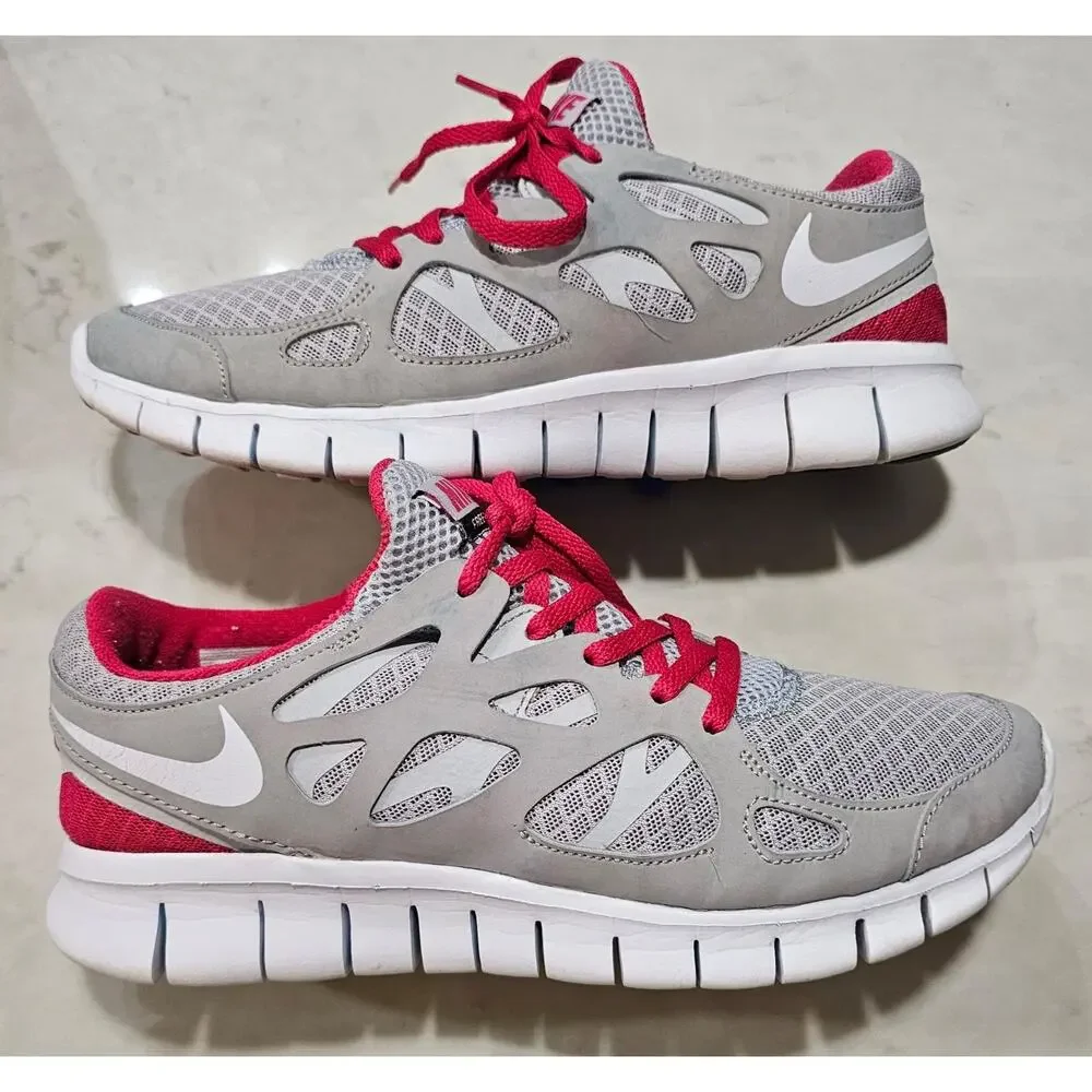 Nike Free Run+ 2 Women's Size 8 Grey Red Running Shoes 443816-026